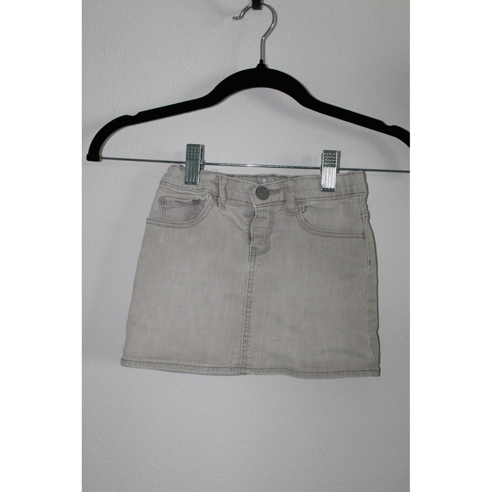 Baby Gap‎ 1969 Girls Light Gray Denim Mini Skirt Adjustable Waist Size 4 Years